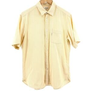 Façonnable Yellow Striped 100% Cotton Seersucker Short Sleeve Shirt